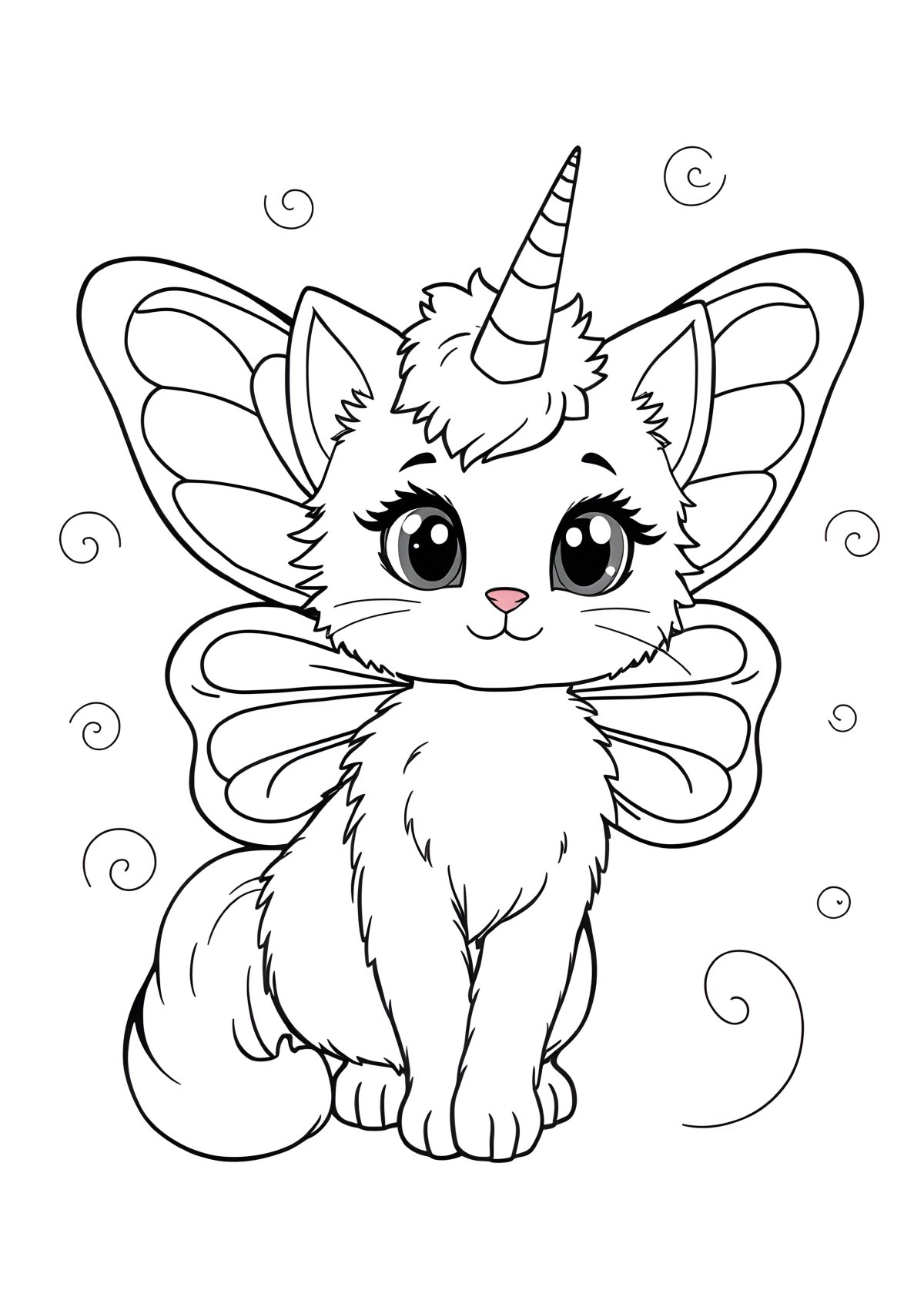 Butterfly Unicorn Kitty Coloring Page coloring page for kids