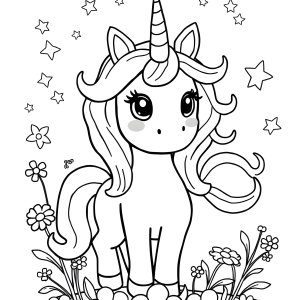 Cartoon Unicorn Printable Cute Unicorn Coloring Page coloring page for kids
