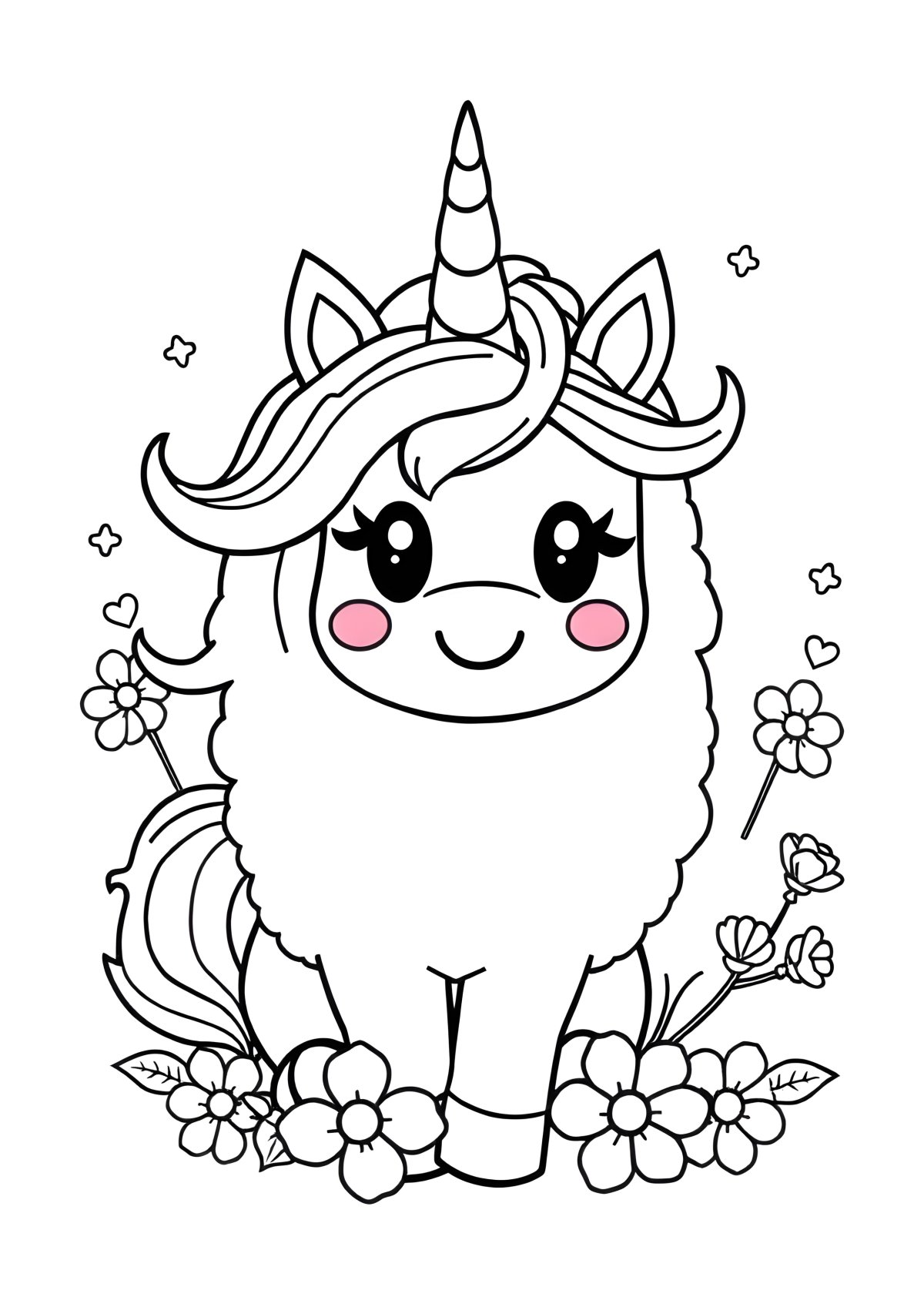 Emoji Fluffy Unicorn Coloring Page For Girls coloring page for kids