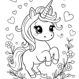 Printable Kawaii Super Cute Cute Kawaii Unicorn Coloring Page coloring page for kids