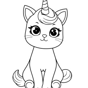 Cat Cute Kawaii Unicorn Coloring Page coloring page for kids