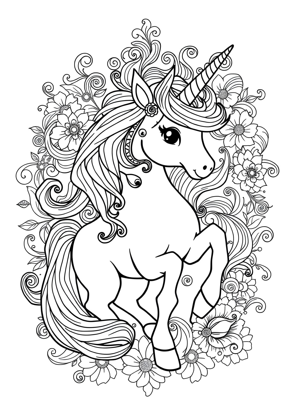 Hard Advanced Unicorn Coloring Page coloring page for kids