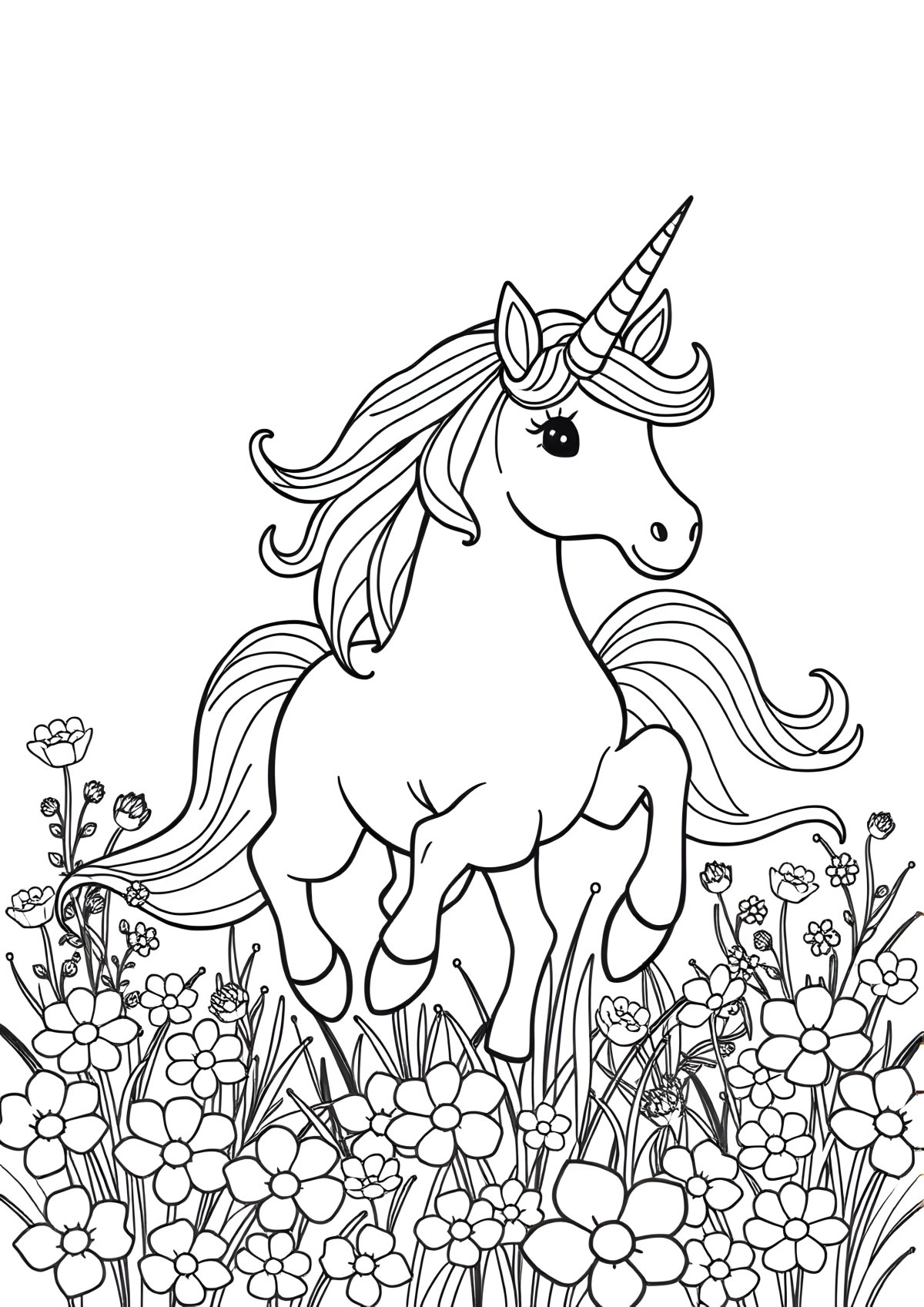 Printable Beautiful Unicorn Unicorn Coloring Page coloring page for kids