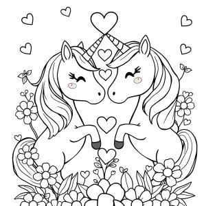 Unicorn Love Coloring Page coloring page for kids