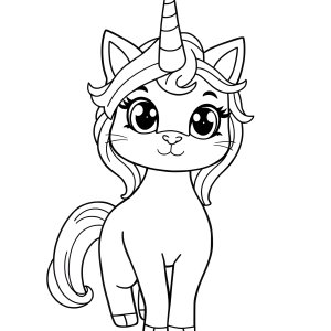 Cat Unicorn Coloring Page Printable coloring page for kids