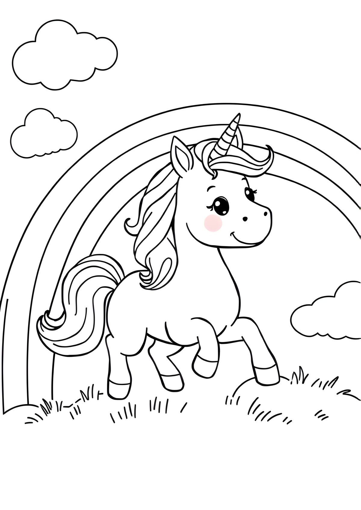 Kids Coloring Page Unicorn Rainbow coloring page for kids