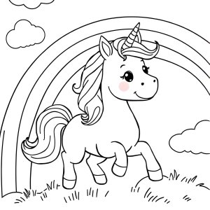 Kids Coloring Page Unicorn Rainbow coloring page for kids