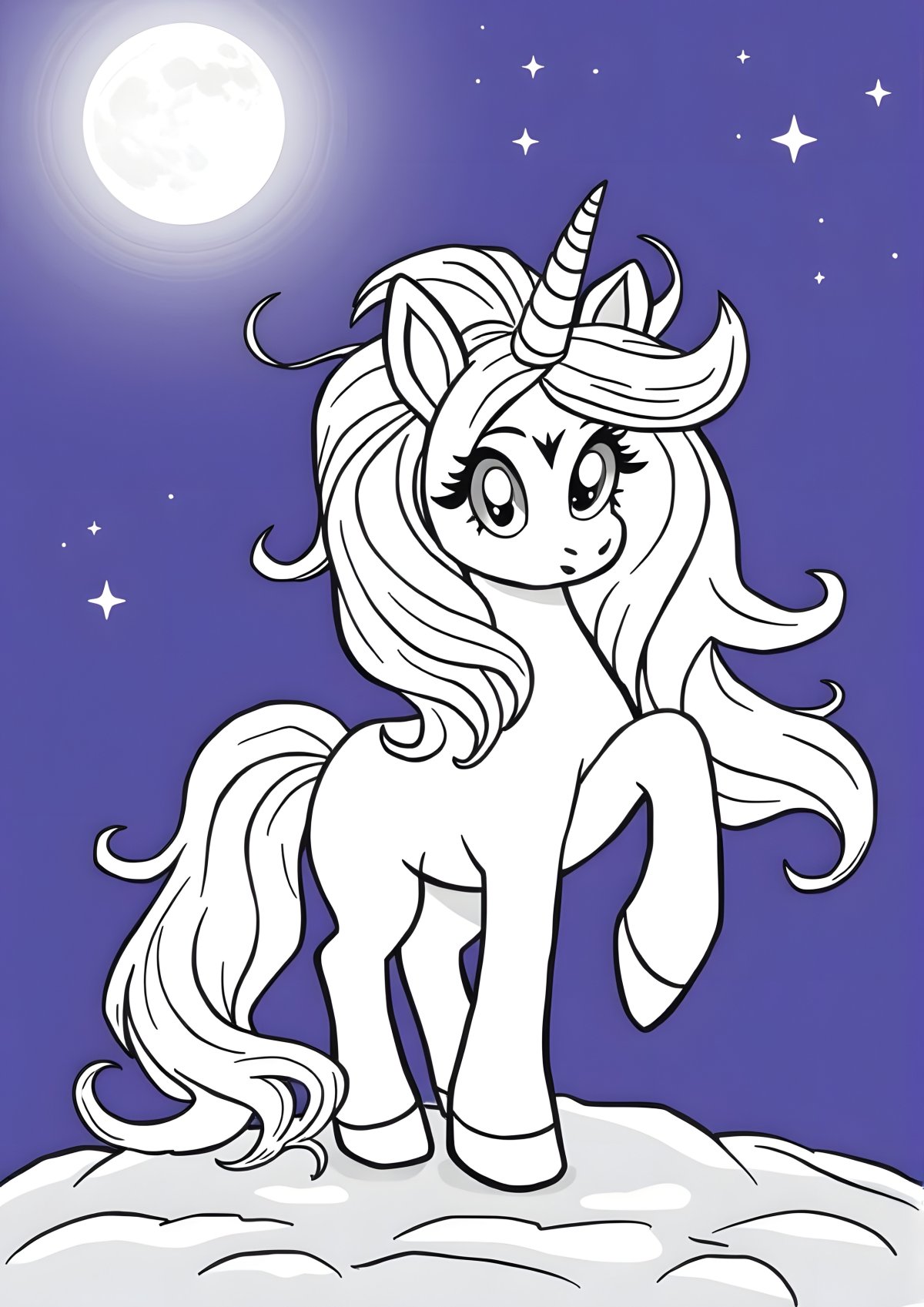 Moonlight Unicorn My Little Pony Nightmare Moon Coloring Page coloring page for kids