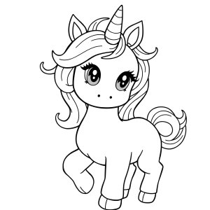 Printable Super Cute Cute Baby Unicorn Coloring Page coloring page for kids