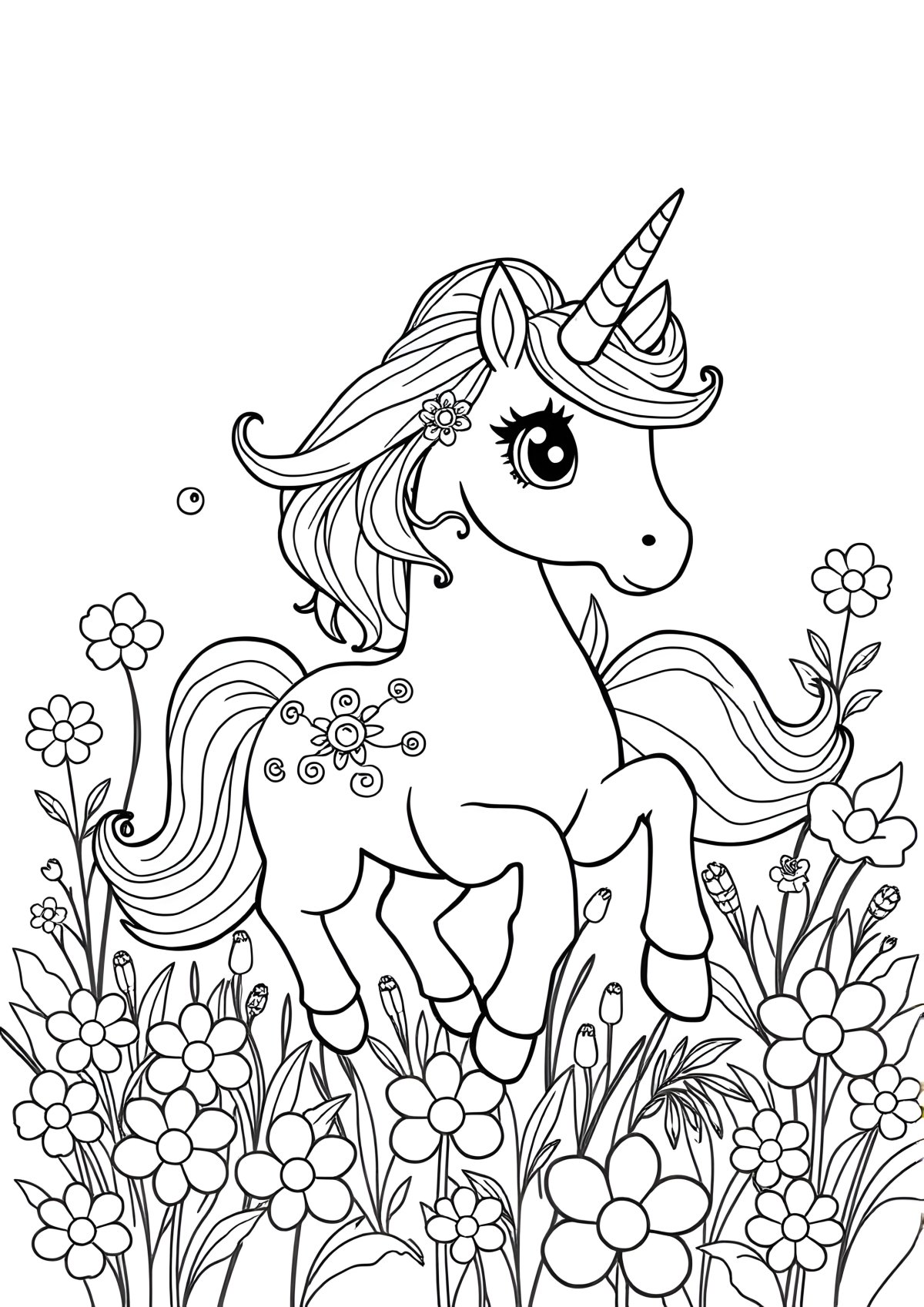 Printable Unicorn Fancy Coloring Page coloring page for kids
