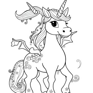 Unicorn With Dragon Coloring Page coloring page for kids