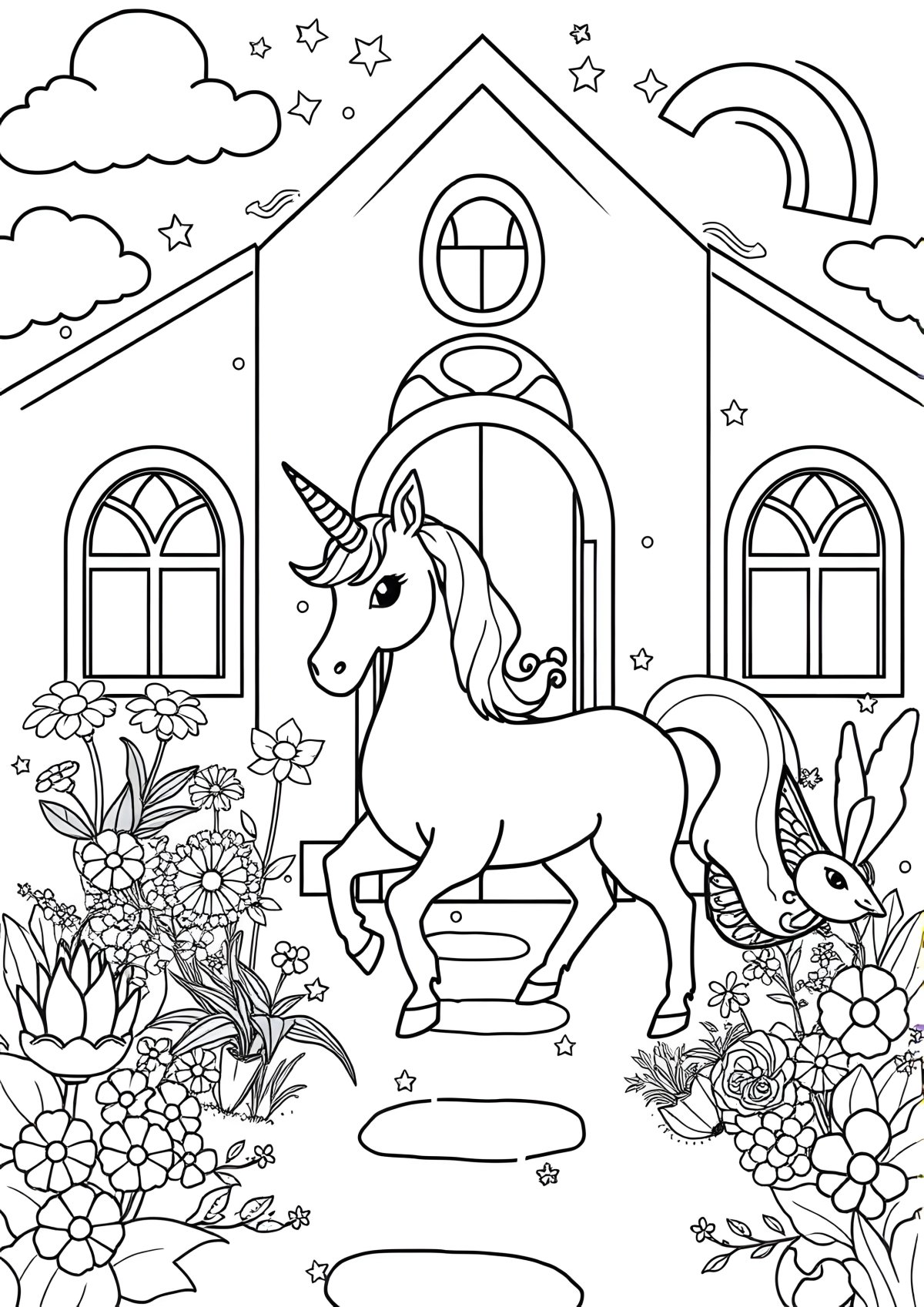 Free Printable Unicorn Academy Coloring Page coloring page for kids
