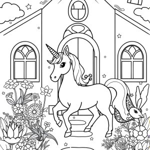 Free Printable Unicorn Academy Coloring Page coloring page for kids