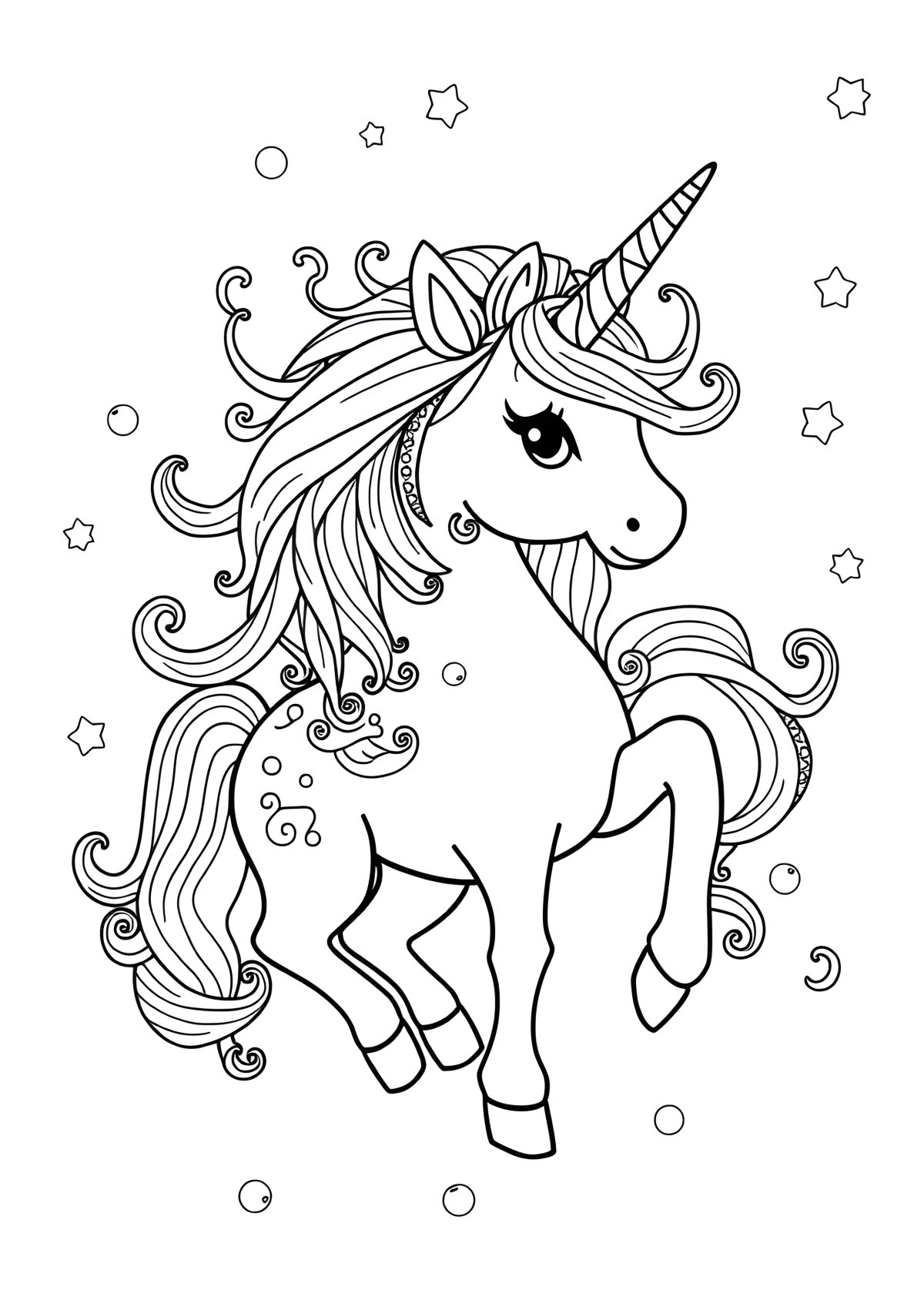 Hard Coloring Page For Kids Unicorn coloring page for kids