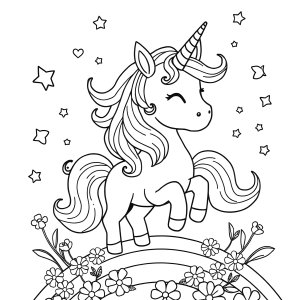 Magical Unicorn Drawing Rainbow Cute Unicorn Coloring Page coloring page for kids