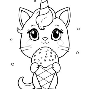 Cat Unicorn Ice Cream Coloring Page coloring page for kids