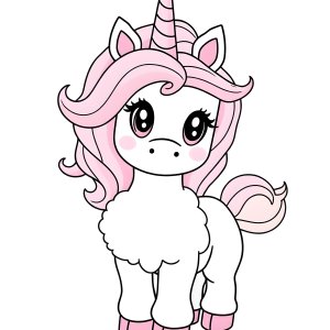 Cute Pink Fluffy Unicorn Unicorn Coloring Page coloring page for kids