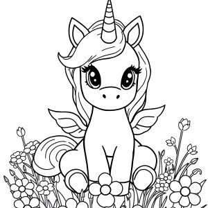 Adorable Baby Unicorn Coloring Page coloring page for kids
