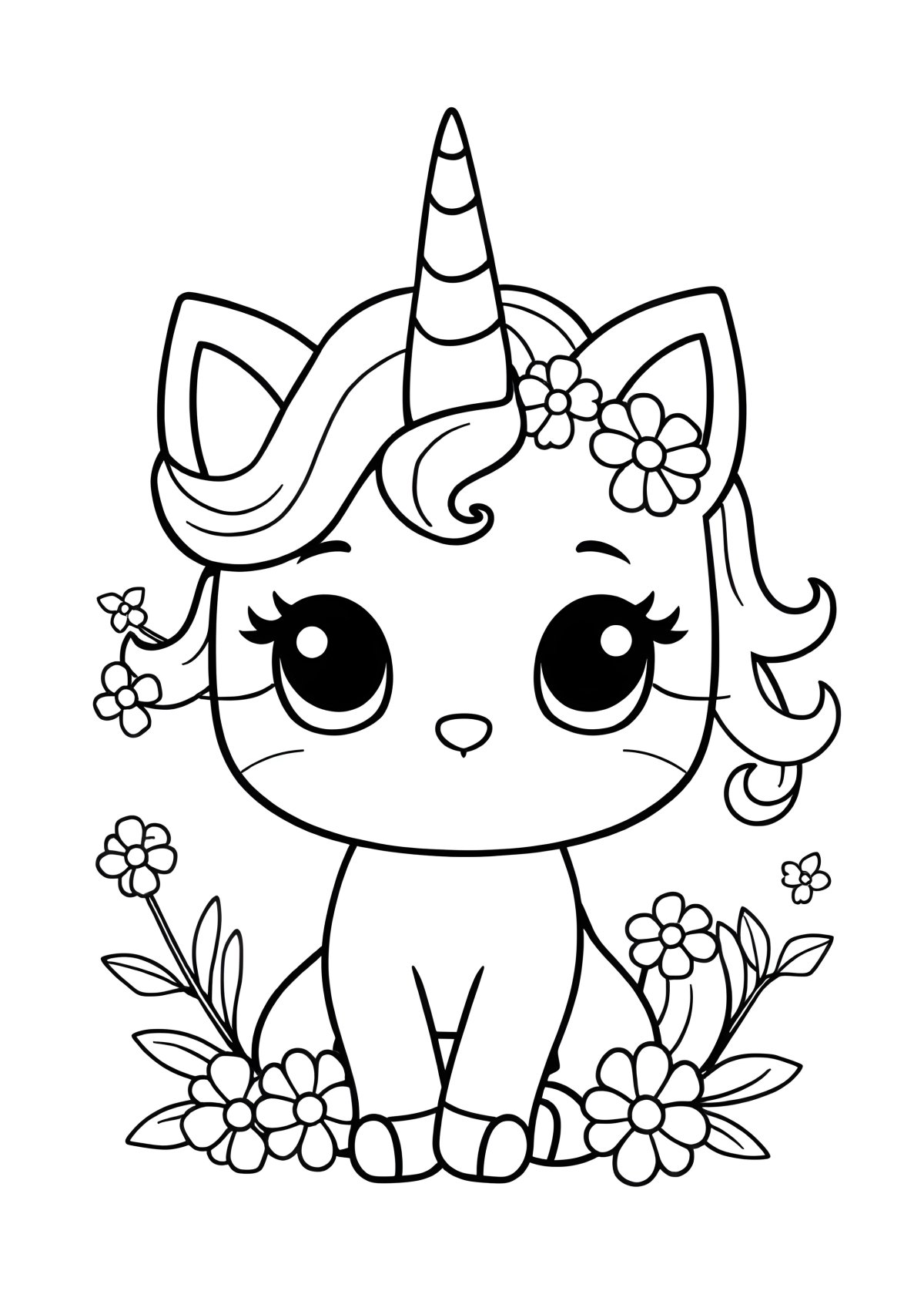 Coloring Page Kitty Unicorn coloring page for kids