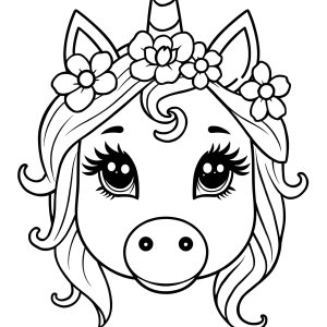 Drawing Unicorn Face Coloring Page coloring page for kids