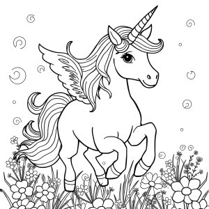 Fantasy Unicorn Coloring Page coloring page for kids