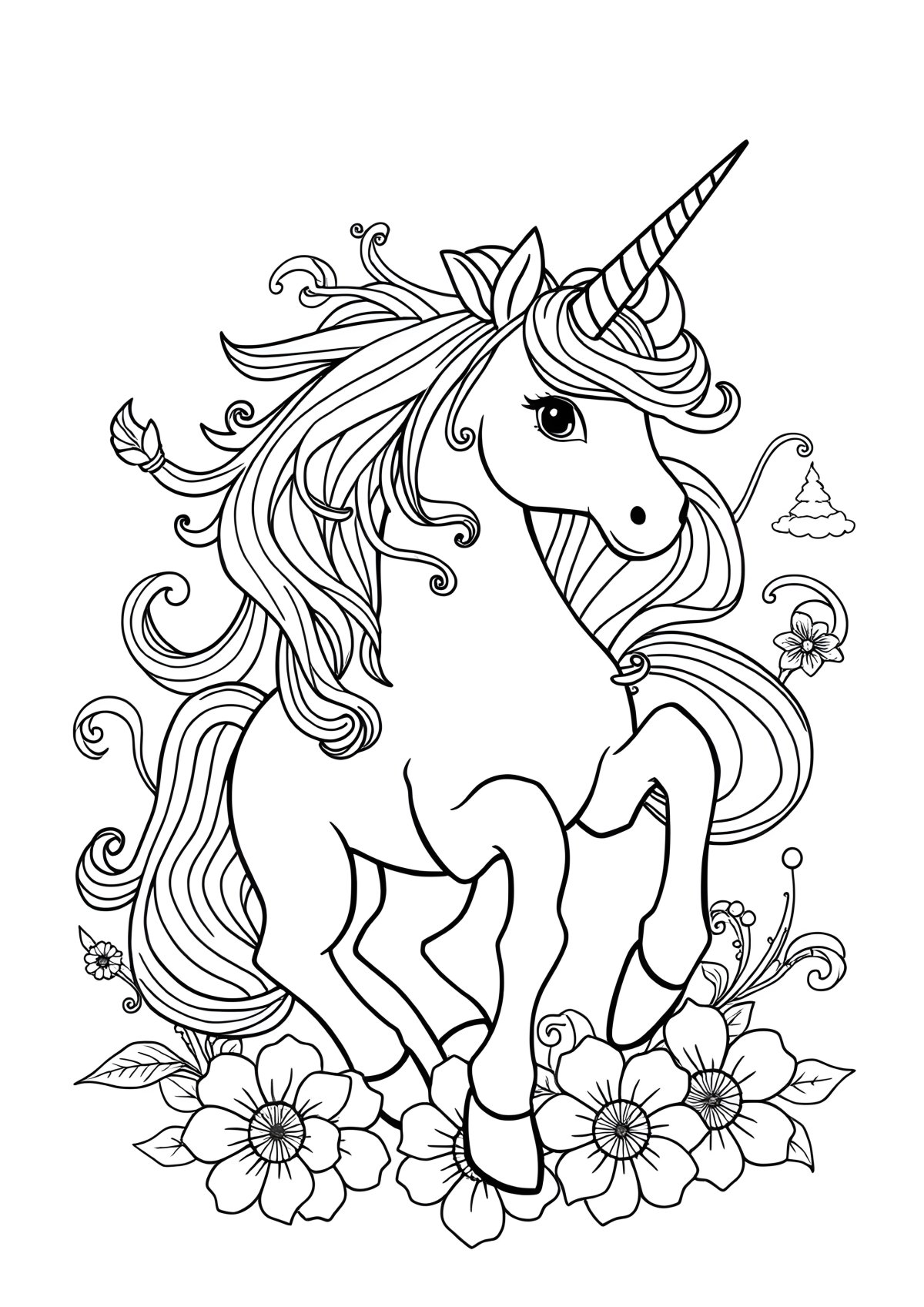Hard Printable Unicorn Coloring Page coloring page for kids