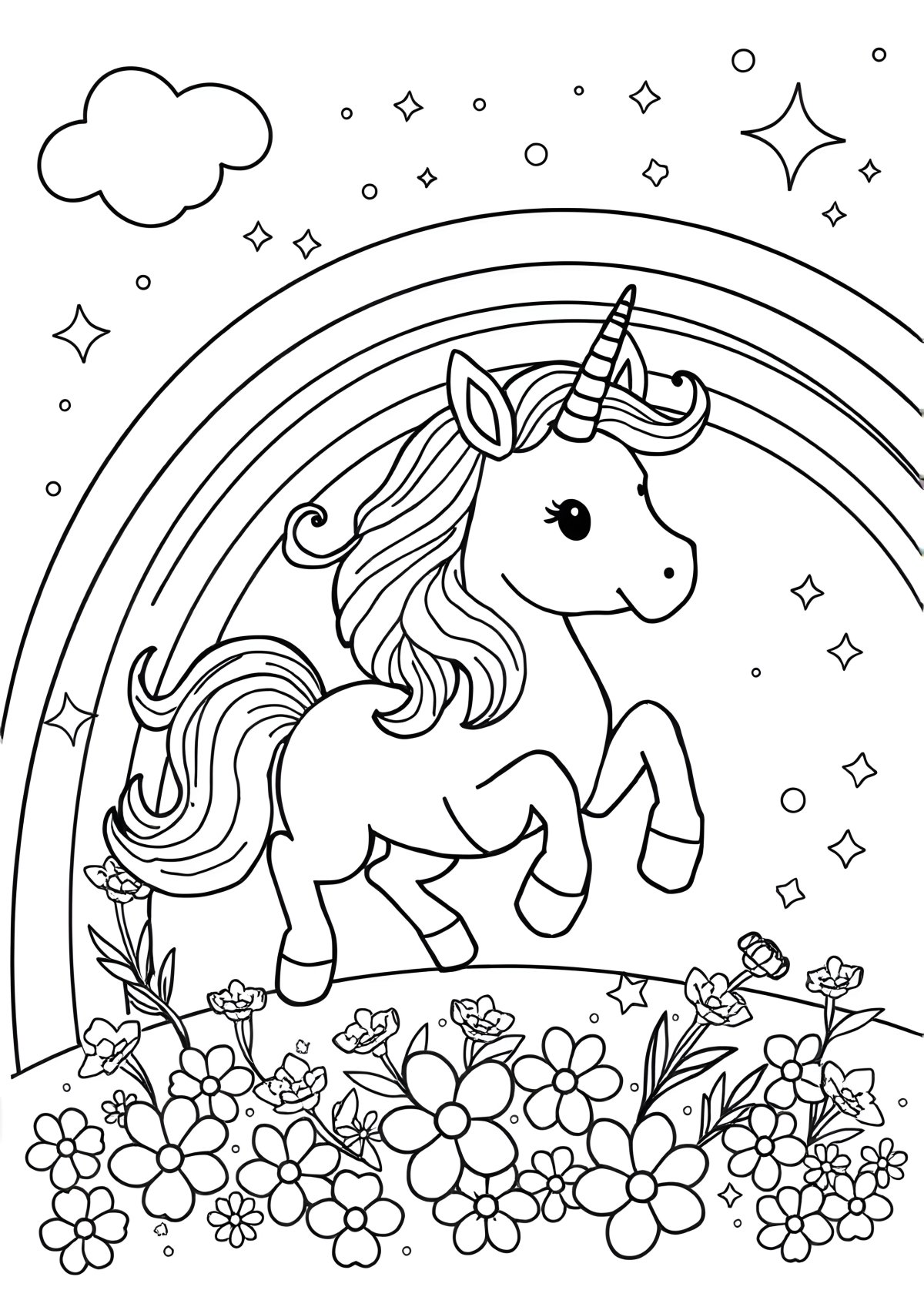 Printable Coloring Page Unicorn Rainbow coloring page for kids