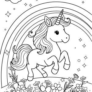 Printable Coloring Page Unicorn Rainbow coloring page for kids