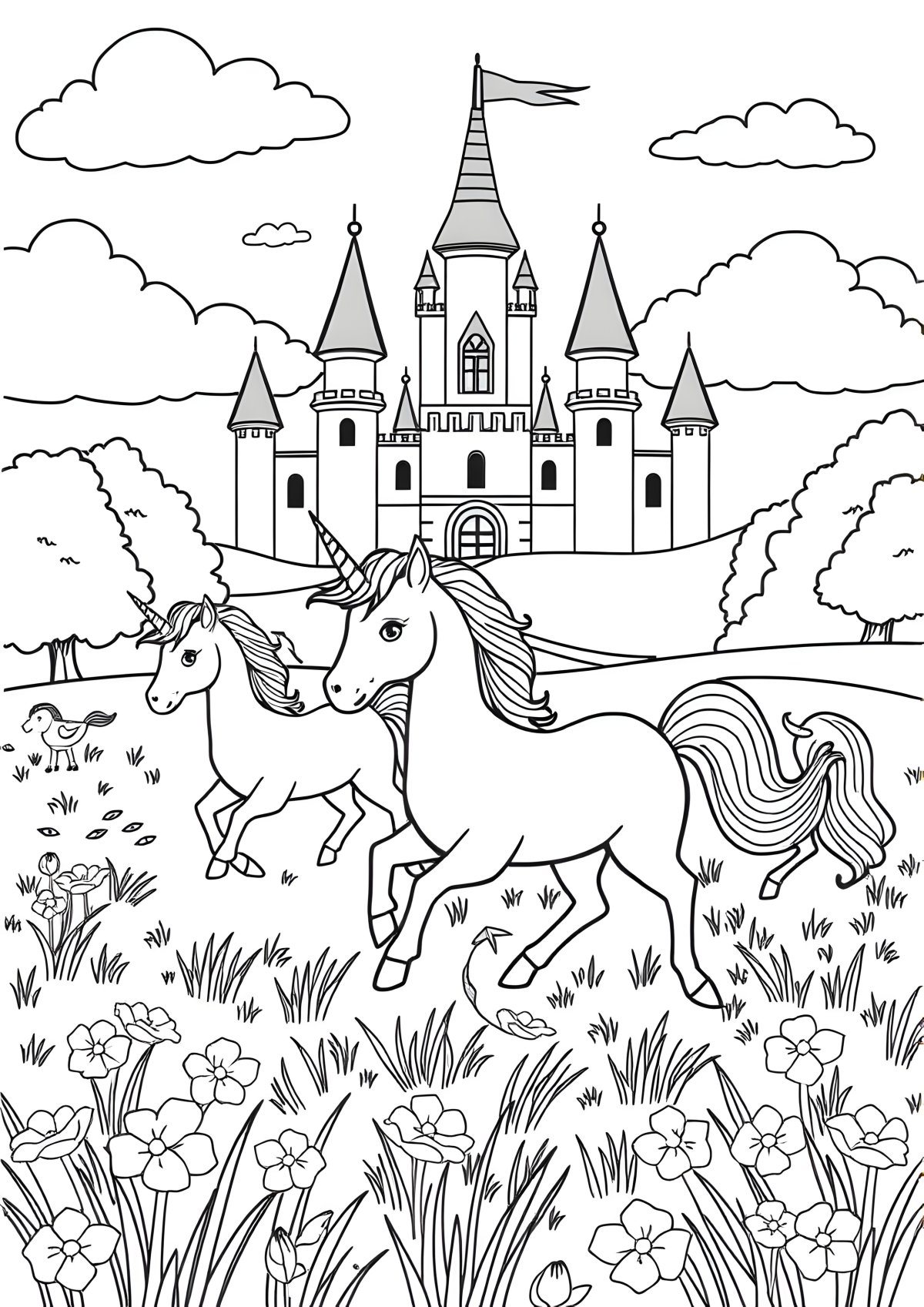 Printable Coloring Unicorn Academy Coloring Page coloring page for kids