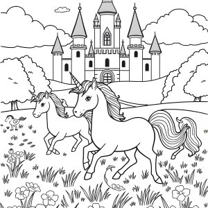 Printable Coloring Unicorn Academy Coloring Page coloring page for kids