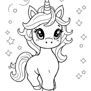 Adorable Cute Baby Unicorn Coloring Page coloring page for kids
