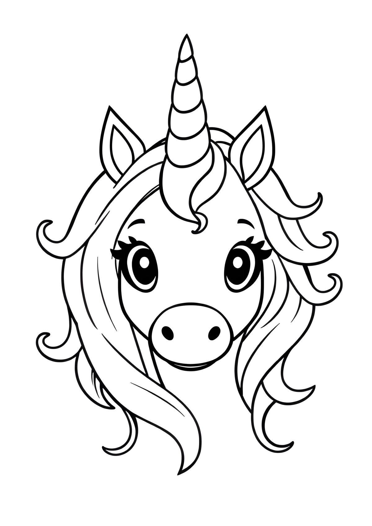 Drawing Unicorn Head Coloring Page coloring page for kids