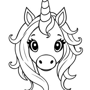 Drawing Unicorn Head Coloring Page coloring page for kids