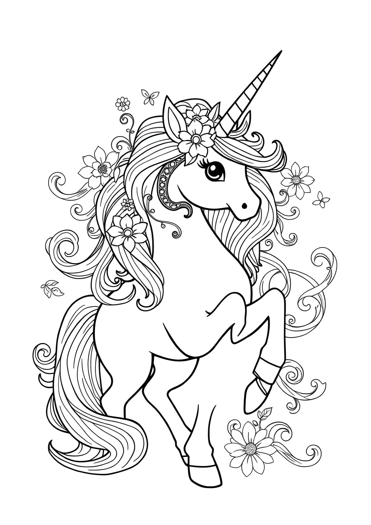 Hard Unicorn Coloring Page To Print coloring page for kids
