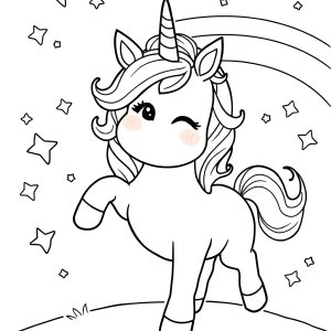 Printable Dabbing Unicorn Coloring Page coloring page for kids