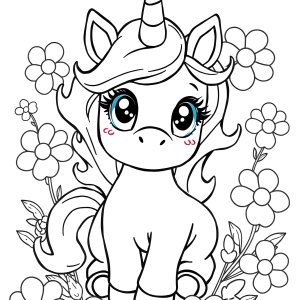 Super Cute Baby Unicorn Coloring Page coloring page for kids