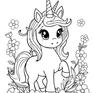 Adorable Cute Unicorn Coloring Page For Girls coloring page for kids