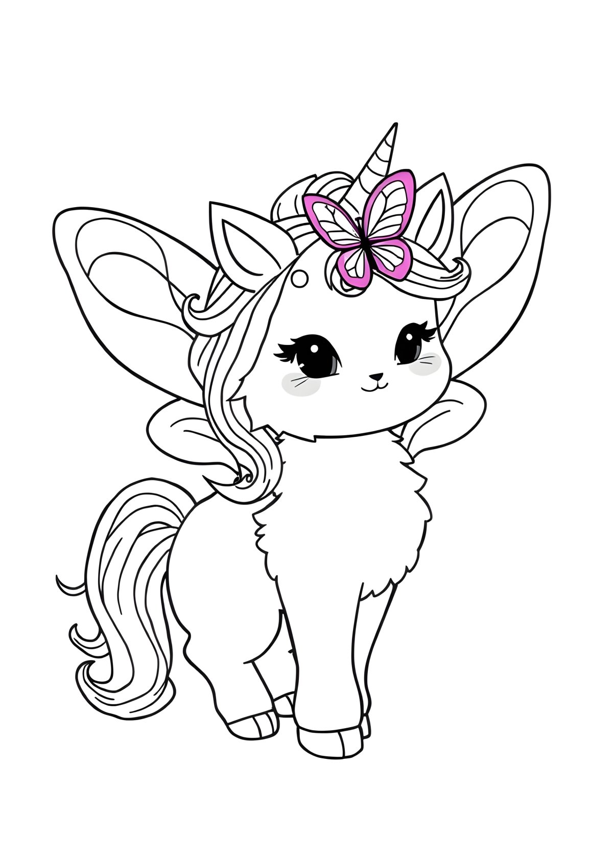 Colouring Page Rainbow Butterfly Unicorn Kitty Coloring Page coloring page for kids
