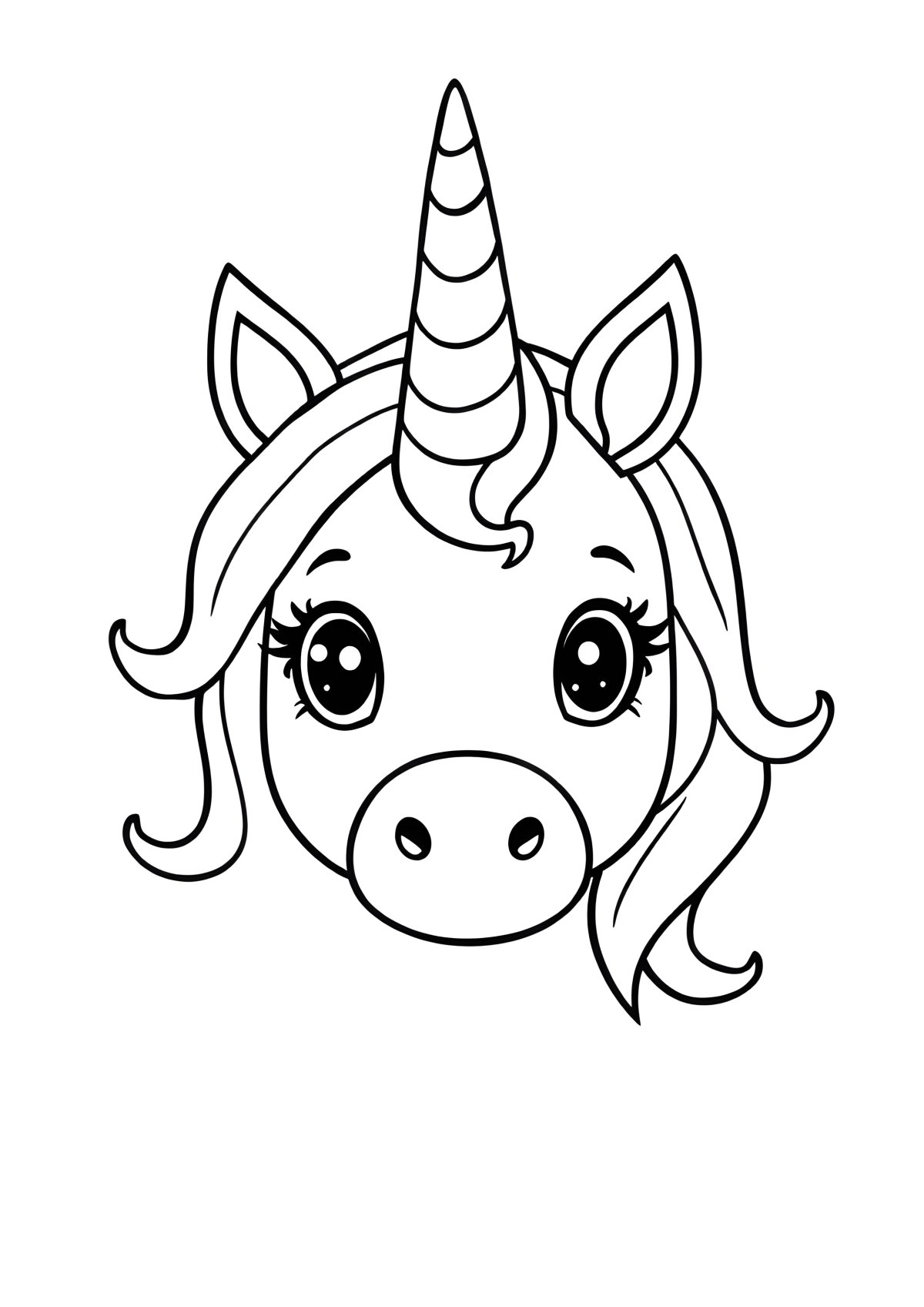 Easy Cute Unicorn Head Easy Unicorn Coloring Page coloring page for kids