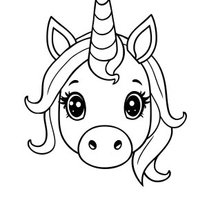 Easy Cute Unicorn Head Easy Unicorn Coloring Page coloring page for kids