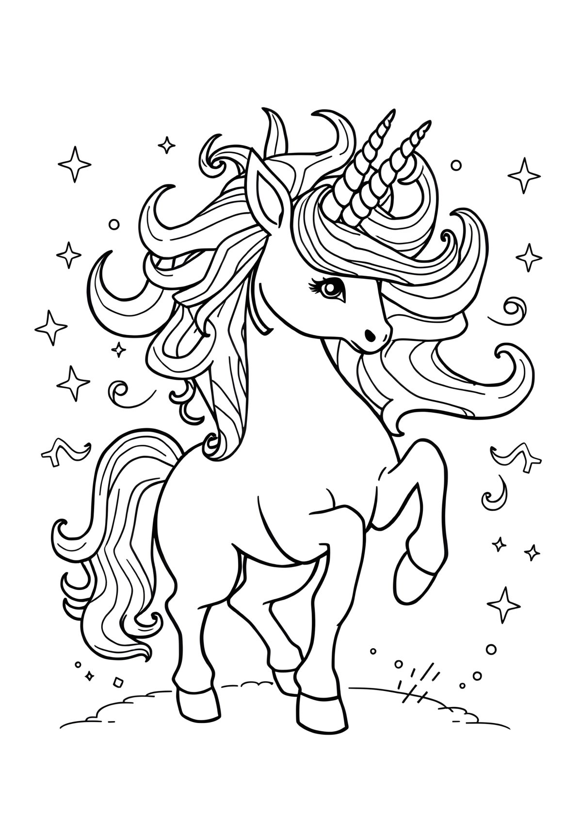 Fire Unicorn Coloring Page coloring page for kids