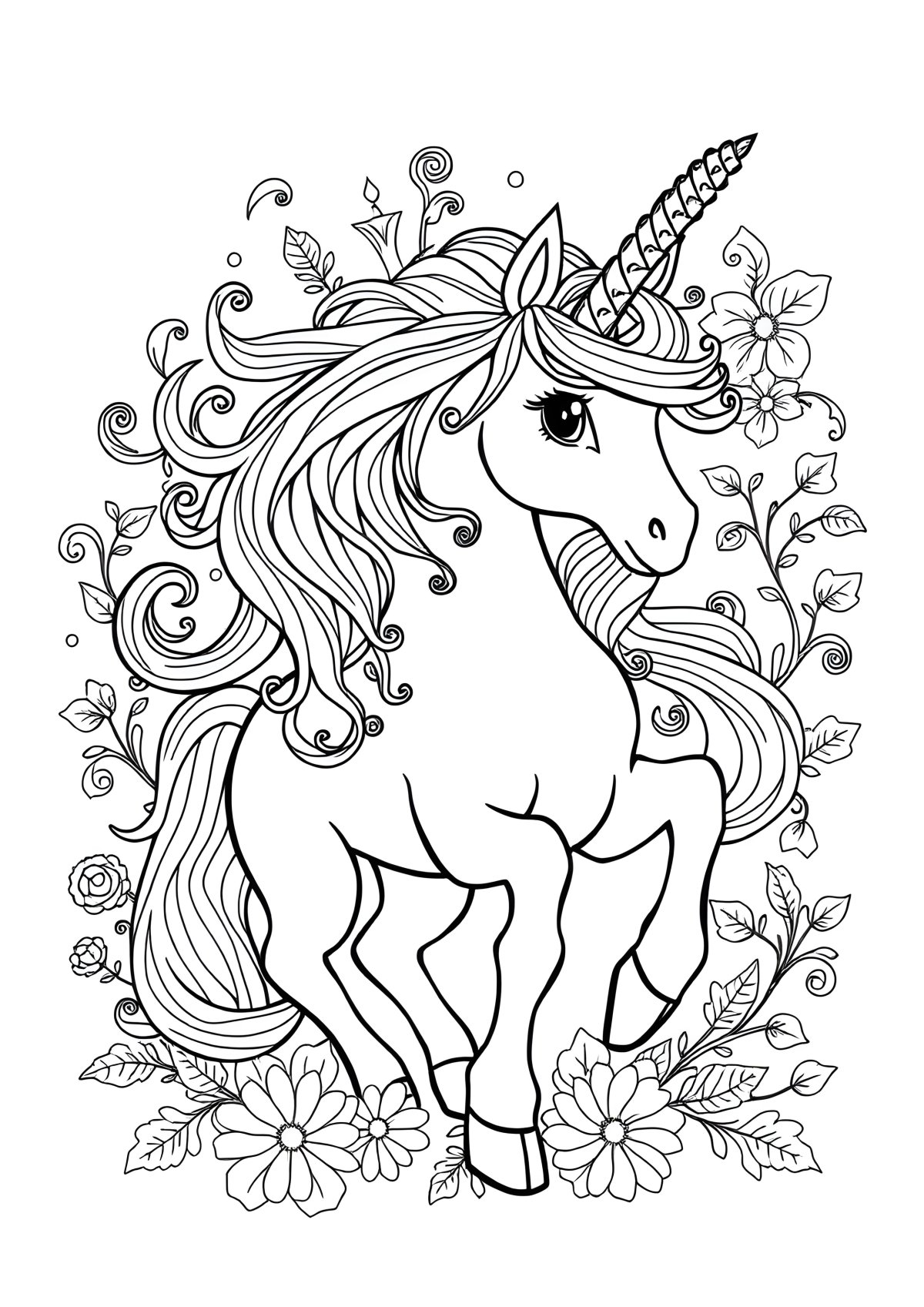 Intricate Unicorn Coloring Page coloring page for kids