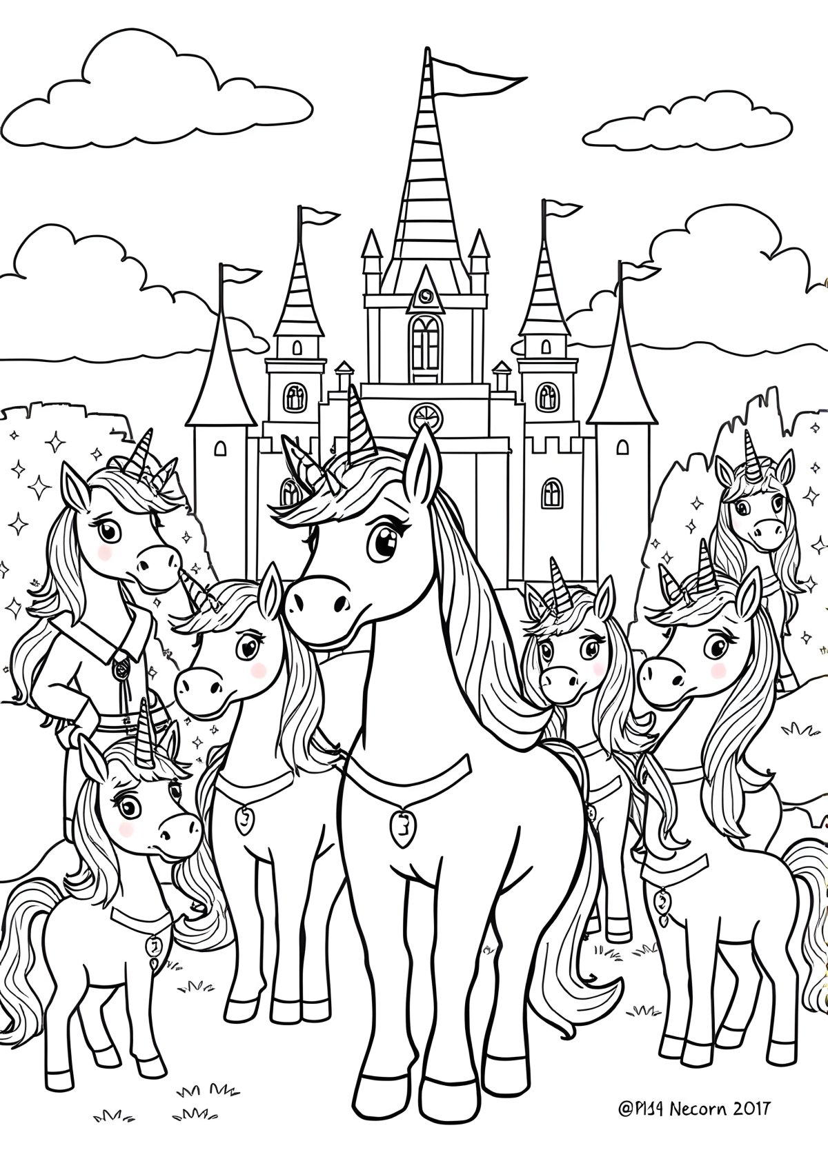 Unicorn Academy Characters Coloring Page coloring page for kids