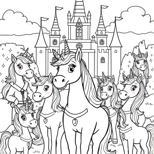 Unicorn Academy Characters Coloring Page coloring page for kids