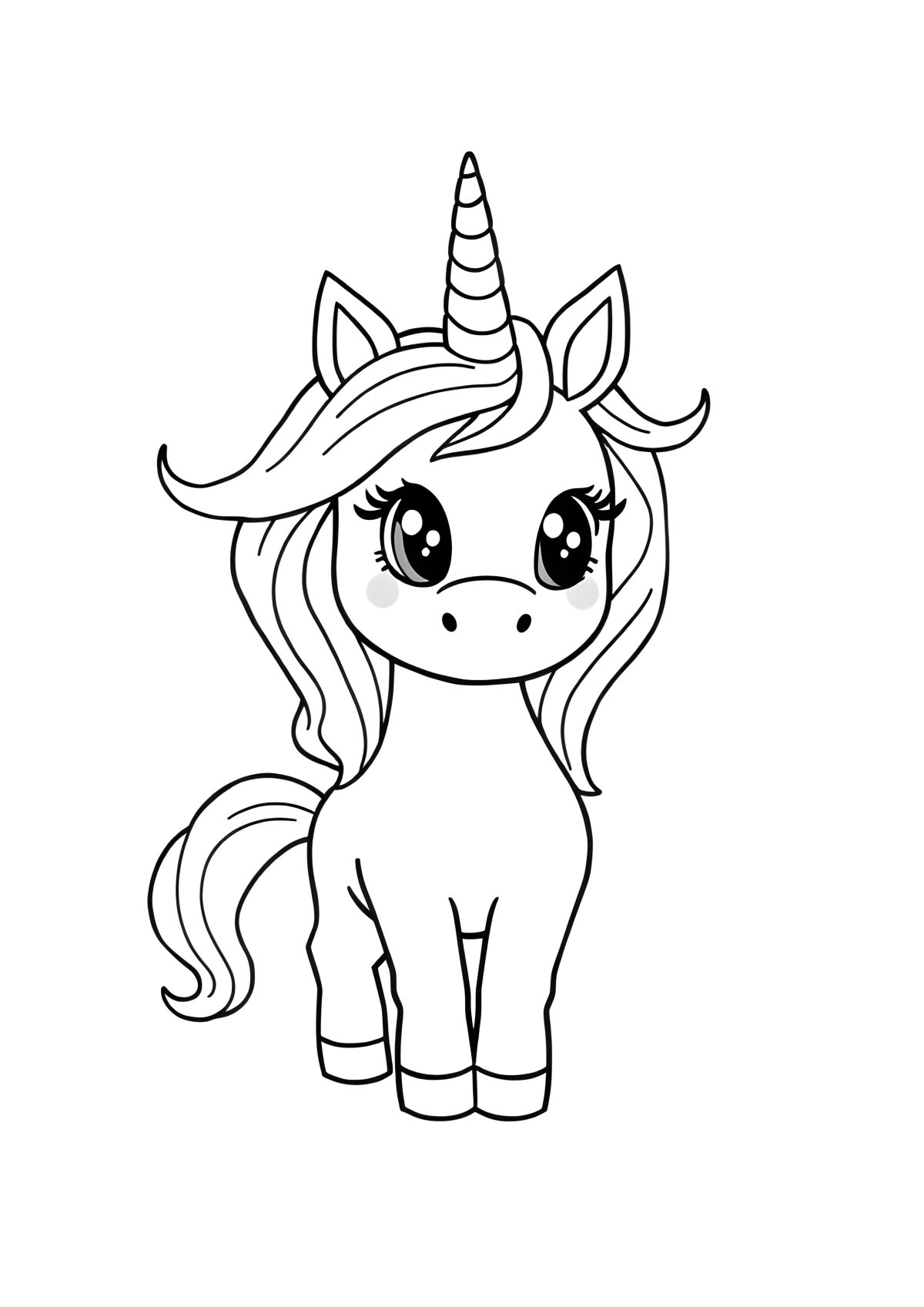 Adorable Easy Unicorn Coloring Page coloring page for kids