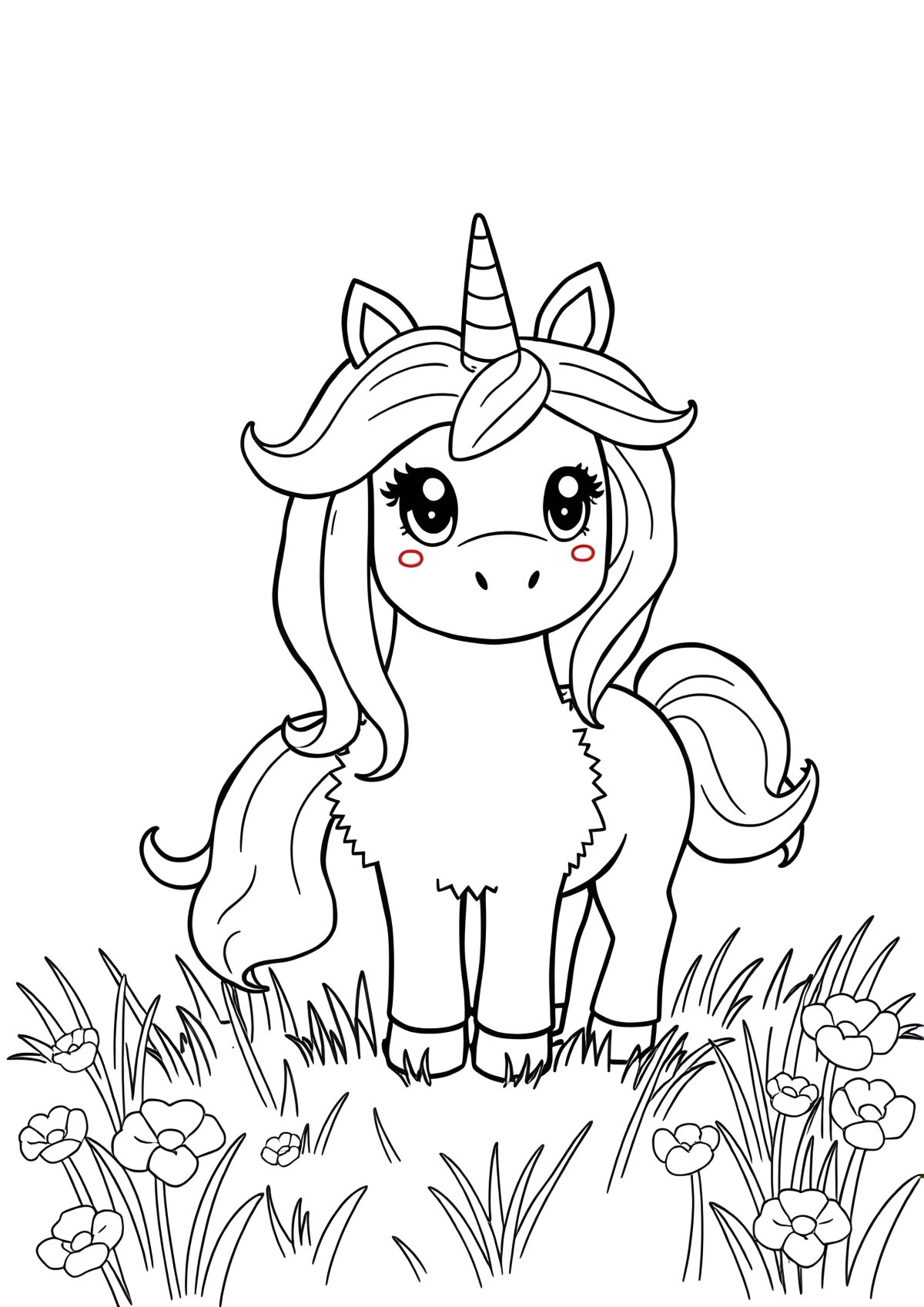 Fluffy Unicorn Fluffy Unicorn Coloring Page coloring page for kids