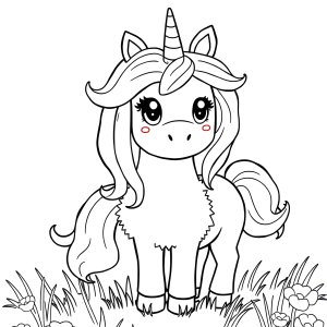 Fluffy Unicorn Fluffy Unicorn Coloring Page coloring page for kids