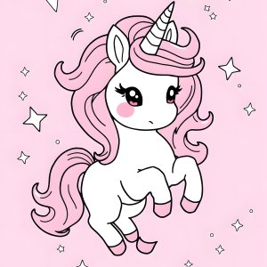 Galaxy Unicorn Cute Pink Fluffy Unicorn Unicorn Coloring Page coloring page for kids