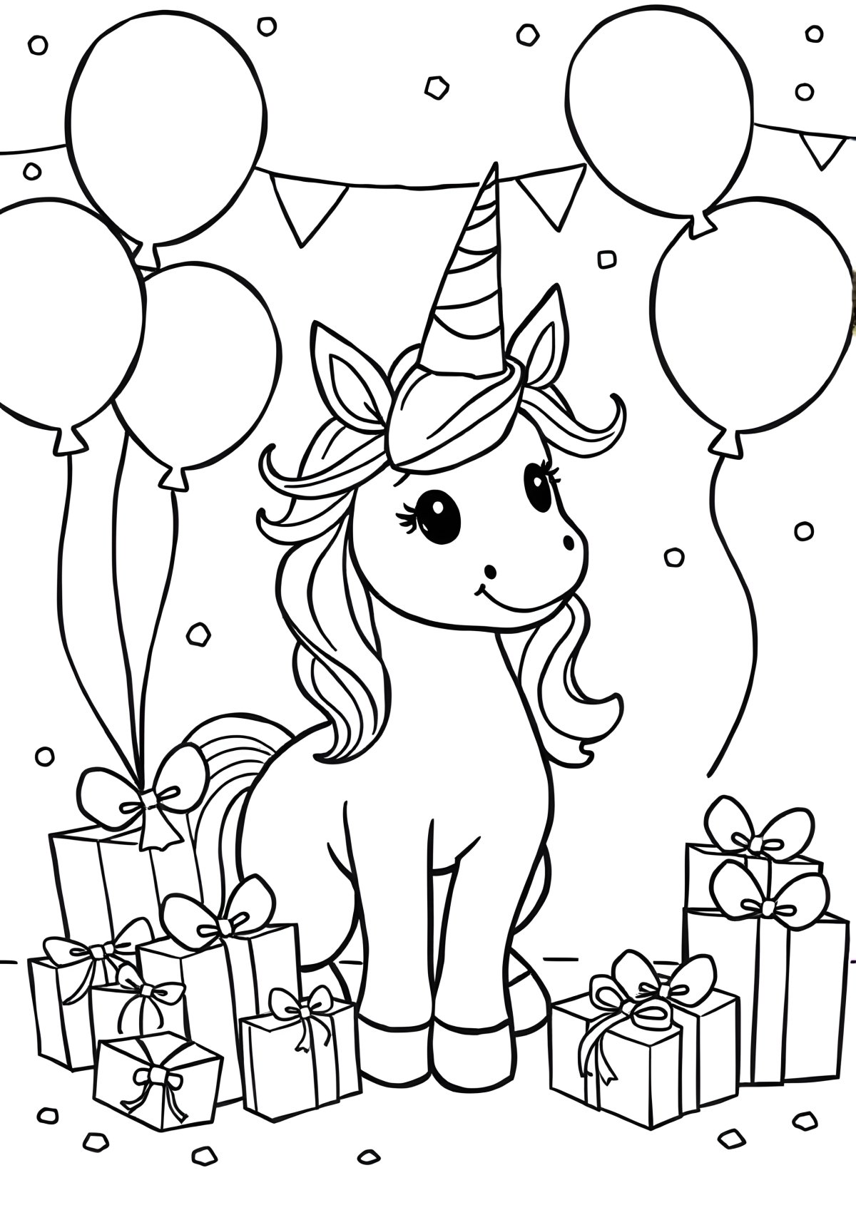 Birthday Coloring Page Unicorn coloring page for kids