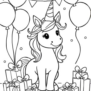 Birthday Coloring Page Unicorn coloring page for kids